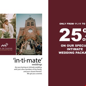 25% DISCOUNT ON OUR INTIMATE WEDDING PACKAGE